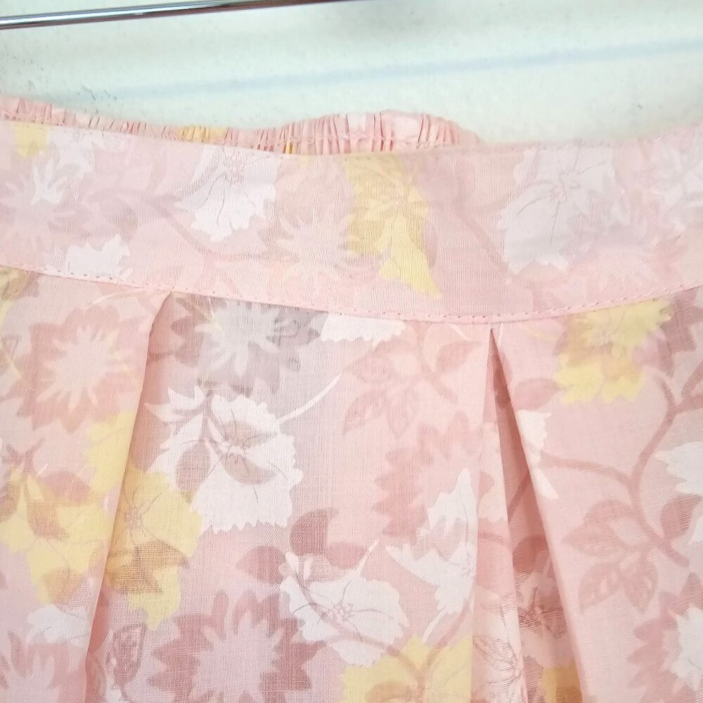VTG 60's American Floral Pink Midi Skirt Cotton Blend Sz 24W Made USA UNION - Picture 6 of 10